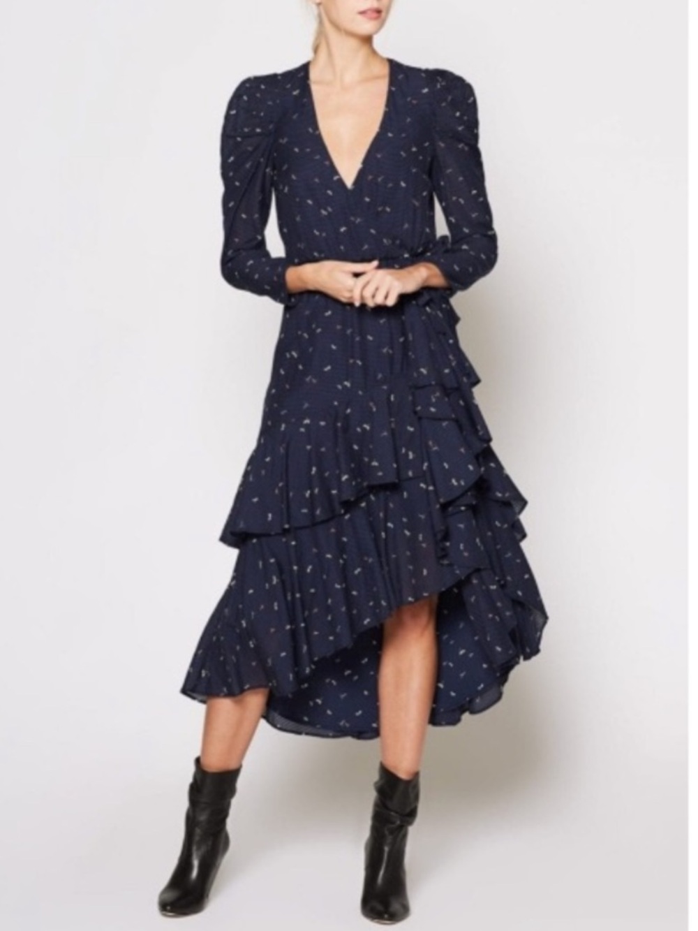 NWT Joie Miraly Dragonfly Print Wrap Midi Dress - M